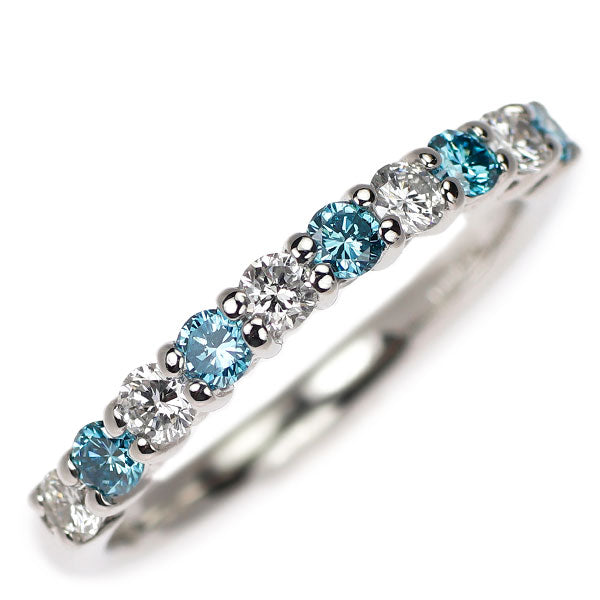 Pt900 トリートブルー/カラーレス ダイヤモンド リング 0.50ct