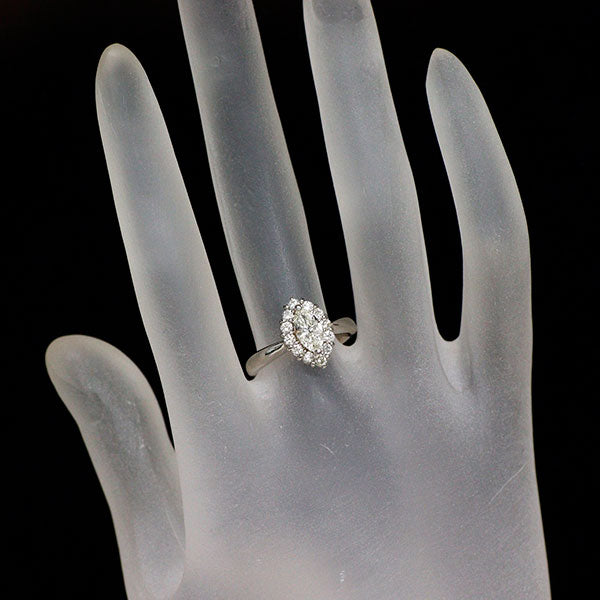Pt900 マーキス ダイヤモンド リング 0.558ct D0.40ct