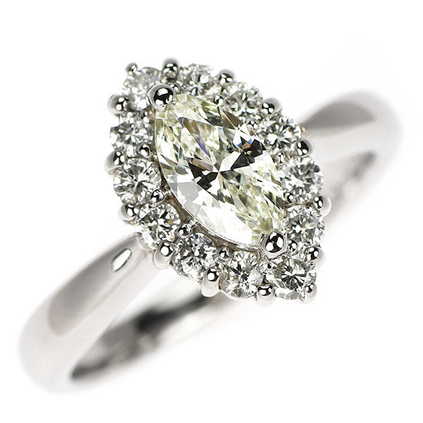 Pt900 マーキス ダイヤモンド リング 0.558ct D0.40ct