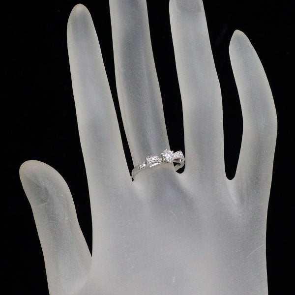 フォーエバーマーク Pt900 ダイヤモンド リング 0.262ct D VVS2 3EX D0.06ct リボン