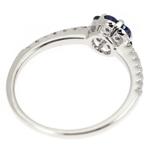 K18WG サファイア ダイヤモンド リング 0.35ct D0.24ct フラワー
