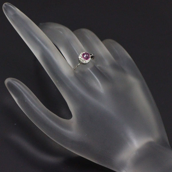 Pt950 ローズカット パパラチア サファイア ダイヤモンド リング 0.35