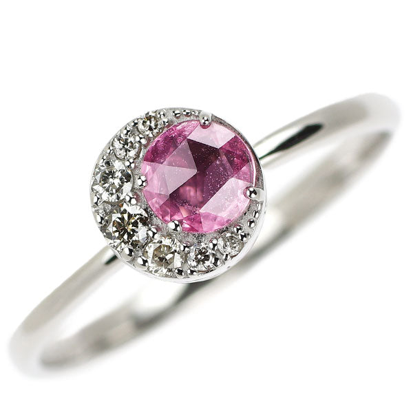 Pt950 ローズカット パパラチア サファイア ダイヤモンド リング 0.35