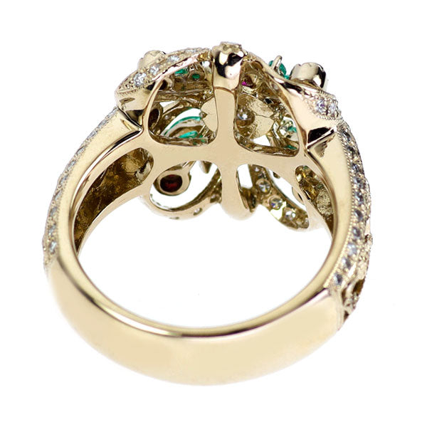 アベリ/AbHeri K18CG ダイヤモンド ルビー エメラルド リング 0.56ct R0.05ct E0.23ct