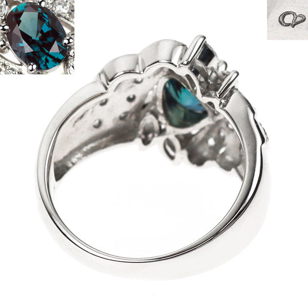 クレサンベール Pt900 再結晶アレキサンドライト ダイヤモンド リング 1.54ct D0.75ct