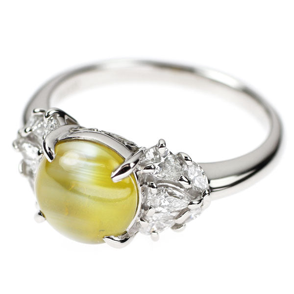 Pt900 クリソベリルキャッツアイ ダイヤモンド リング 3.92ct D0.71ct
