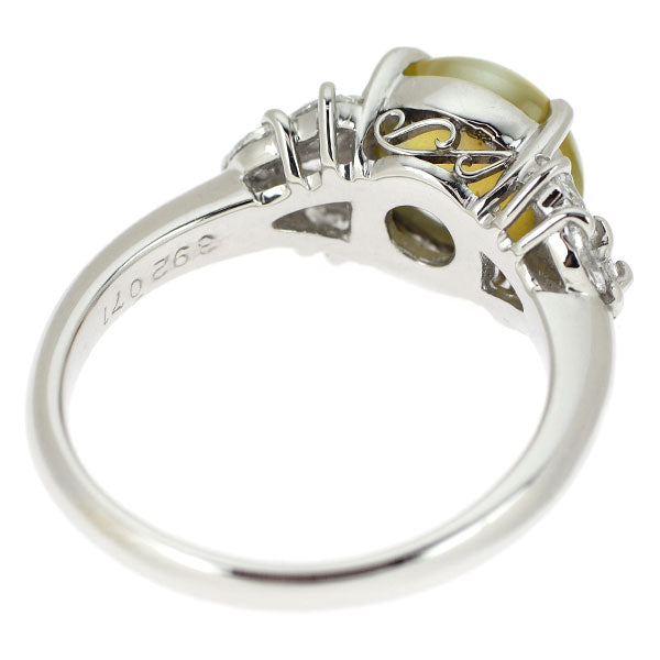 Pt900 クリソベリルキャッツアイ ダイヤモンド リング 3.92ct D0.71ct