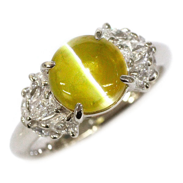 Pt900 クリソベリルキャッツアイ ダイヤモンド リング 3.92ct D0.71ct