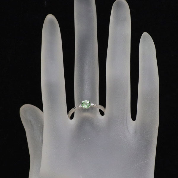 K18WG グロッシュラーライト/ミントガーネット ダイヤモンド リング 0.568ct D0.04ct