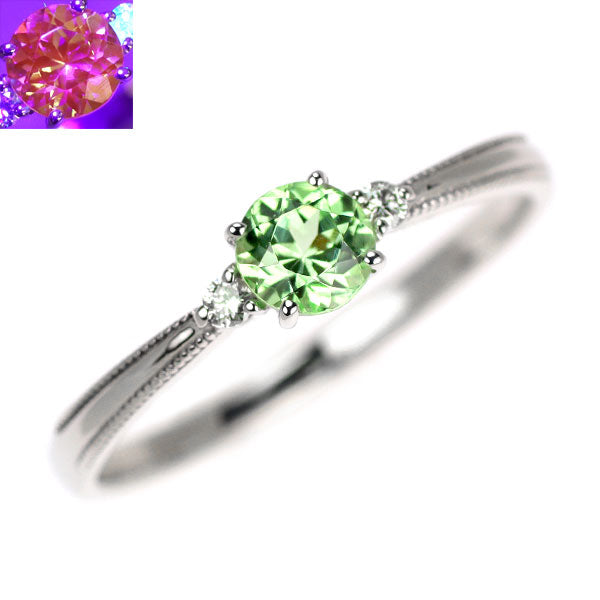 K18WG グロッシュラーライト/ミントガーネット ダイヤモンド リング 0.568ct D0.04ct