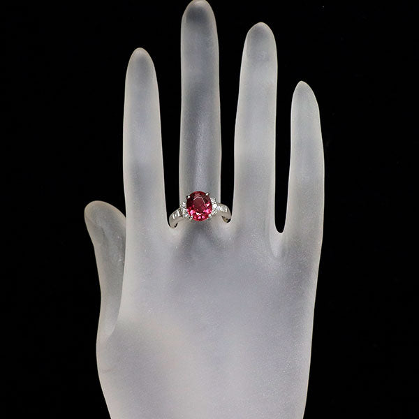 Pt900 ルベライト ダイヤモンド リング 2.82ct 0.28ct