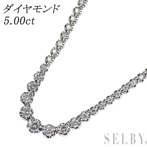 Pt900/ Pt850 ダイヤモンド テニス ネックレス 5.00ct — セルビー