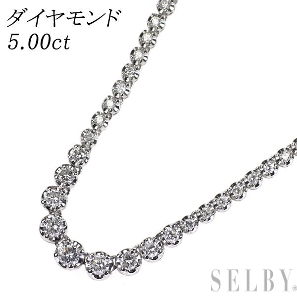 Pt900/ Pt850 ダイヤモンド テニス ネックレス 5.00ct
