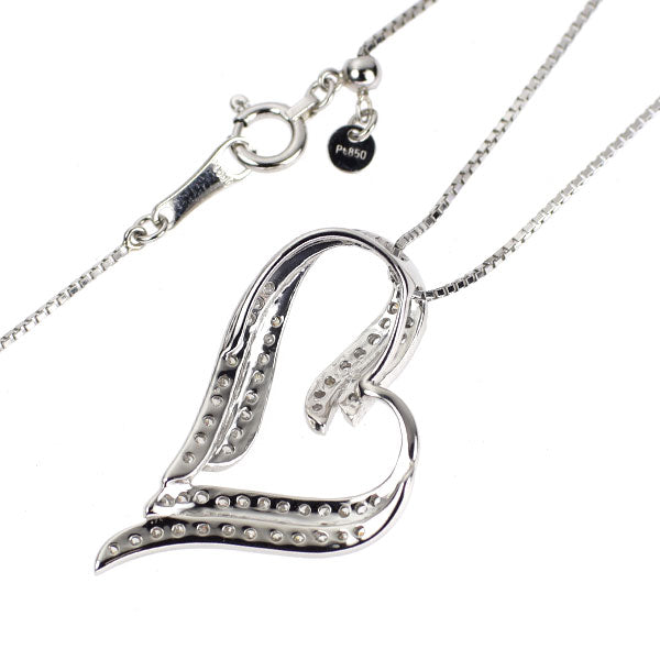 Pt900/ Pt850 ダイヤモンド ペンダントネックレス 0.40ct ハート