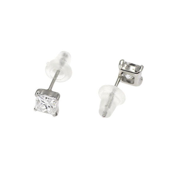 Pt900 プリンセスカット ダイヤモンド ピアス 0.707ct E SI2 スタッド
