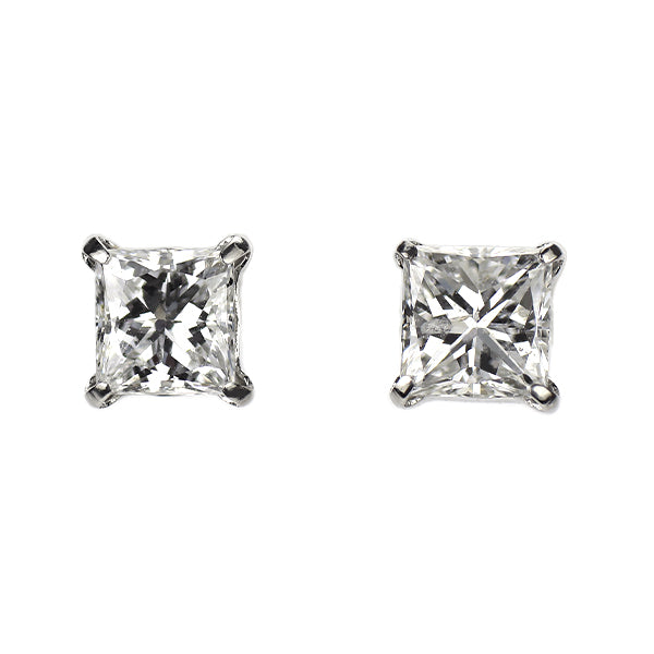Pt900 プリンセスカット ダイヤモンド ピアス 0.707ct E SI2 スタッド