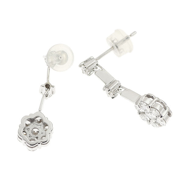 K18WG ダイヤモンド ピアス 1.00ct フラワー