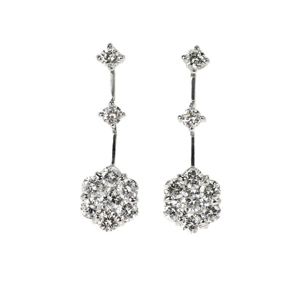 K18WG ダイヤモンド ピアス 1.00ct フラワー