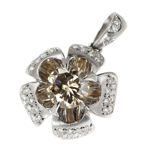 Pt900/ K18YG ダイヤモンド ペンダントトップ 2.141ct D0.51ct フラワー