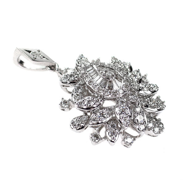 K18WG/Pt900 ダイヤモンド ペンダントトップ 1.21ct D0.01ct