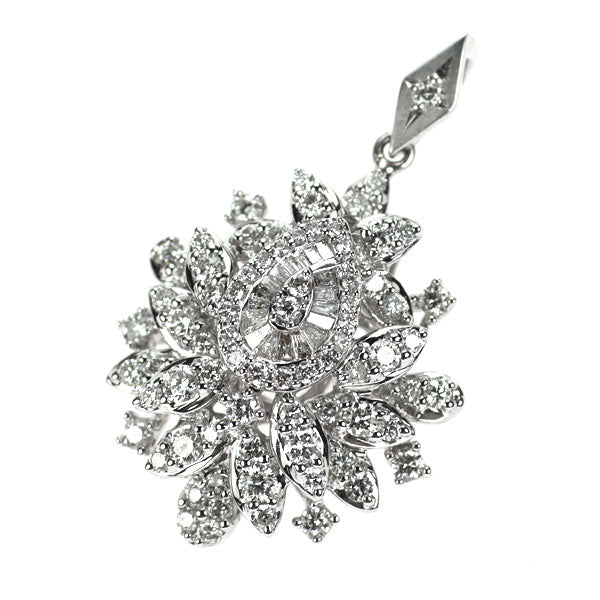 K18WG/Pt900 ダイヤモンド ペンダントトップ 1.21ct D0.01ct