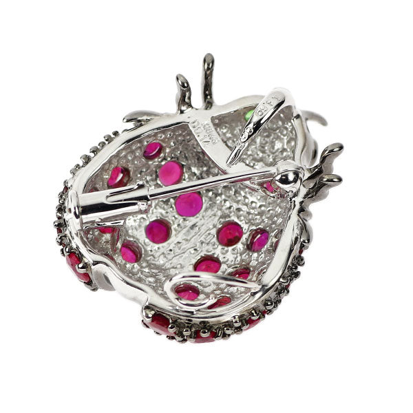 K18WG ルビー グリーンガーネット ダイヤ ブローチ兼ペンダントトップ 3.69ct G0.05ct D0.14ct てんとう虫