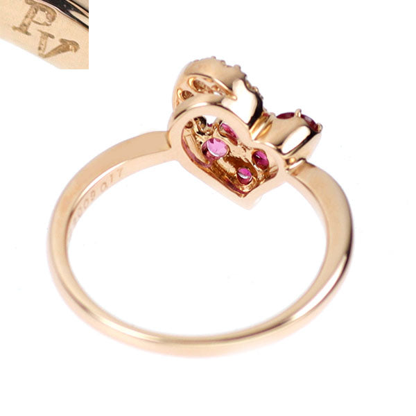 ポンテヴェキオ K18PG ルビー ピンクサファイア ダイヤモンド リング 0.17ct PS0.09ct D0.05ct ハート