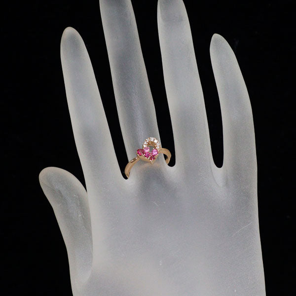 ポンテヴェキオ K18PG ルビー ピンクサファイア ダイヤモンド リング 0.17ct PS0.09ct D0.05ct ハート