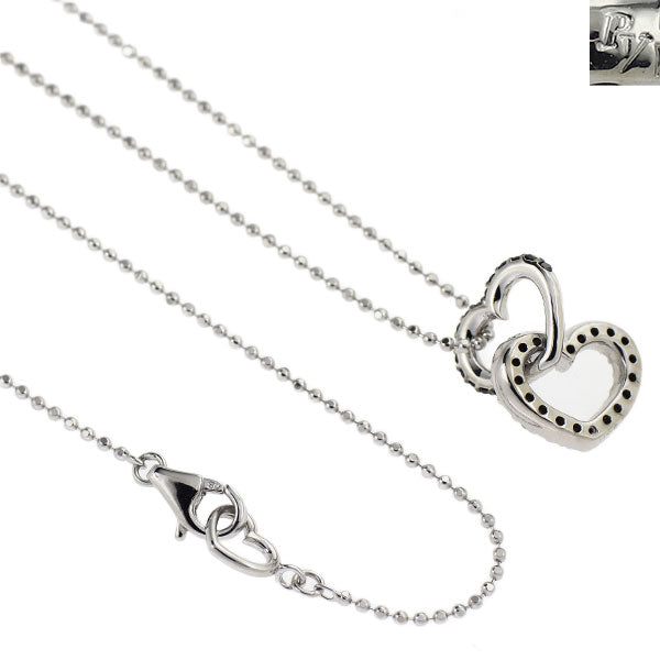 ポンテヴェキオ K18WG ブラック ダイヤモンド ペンダントネックレス 0.09ct D0.11ct ハート
