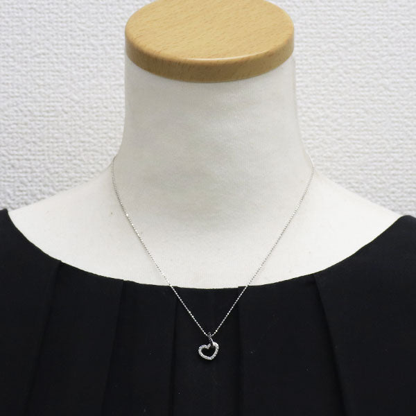 ポンテヴェキオ K18WG ブラック ダイヤモンド ペンダントネックレス 0.09ct D0.11ct ハート