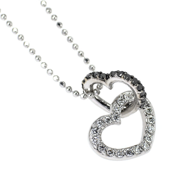 ポンテヴェキオ K18WG ブラック ダイヤモンド ペンダントネックレス 0.09ct D0.11ct ハート