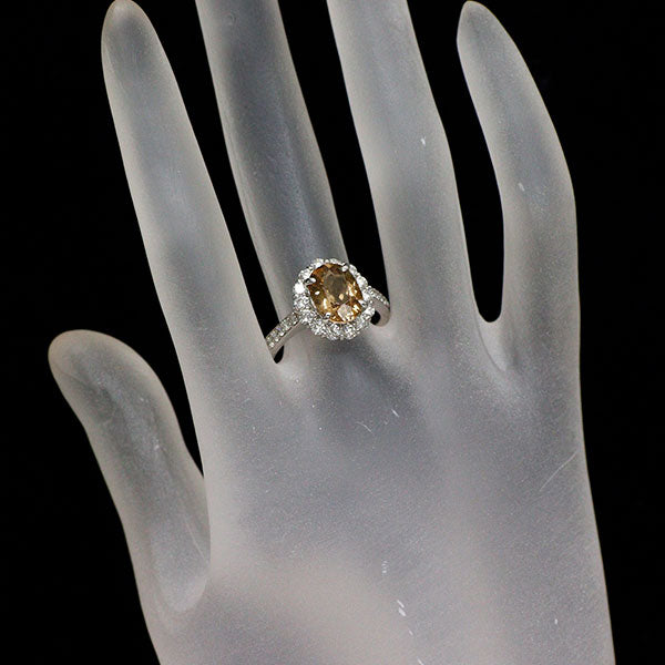 Pt900 ブラウントパーズ ダイヤモンド リング D0.92ct