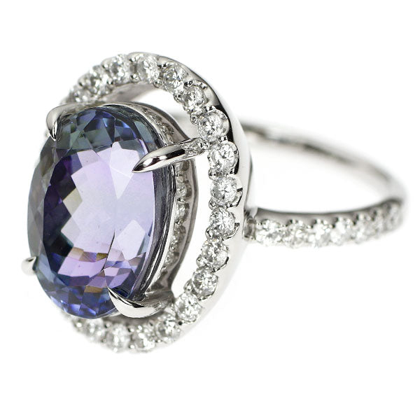 Pt900 バイカラーゾイサイト ダイヤモンド リング 5.495ct 0.63ct