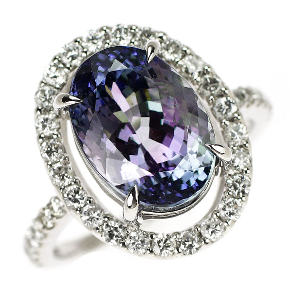 Pt900 バイカラーゾイサイト ダイヤモンド リング 5.495ct 0.63ct
