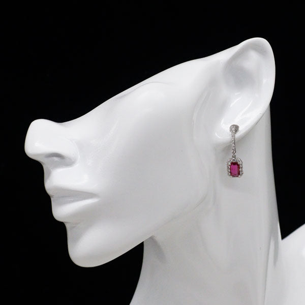 K18WG ルビー ダイヤモンド ピアス R1.89ct