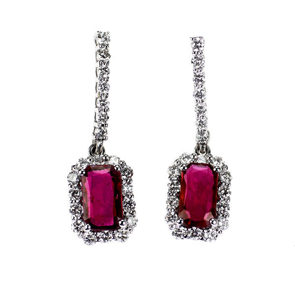 K18WG ルビー ダイヤモンド ピアス R1.89ct