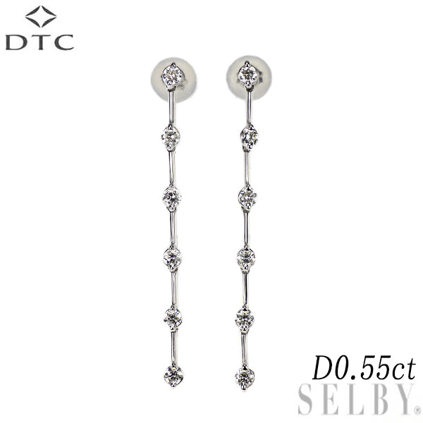 DTC K18WG ダイヤモンド ピアス 0.55ct LINE
