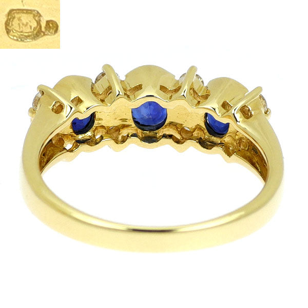 ミキモト K18YG サファイア ダイヤモンド リング 0.87ct D0.18ct
