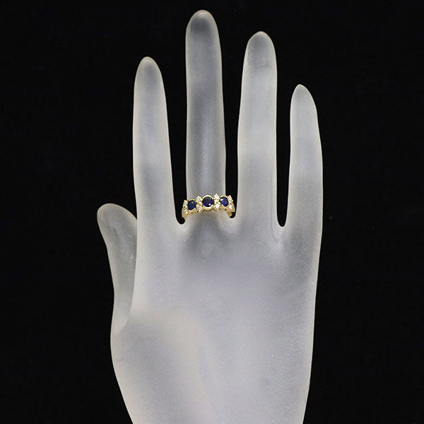 ミキモト K18YG サファイア ダイヤモンド リング 0.87ct D0.18ct