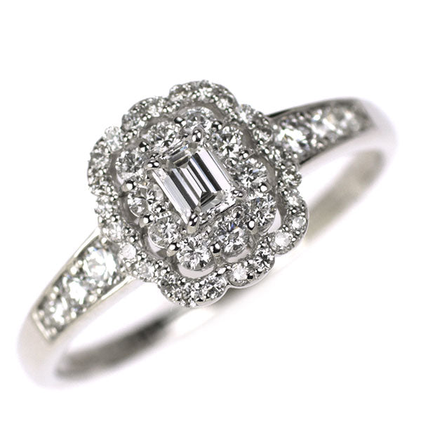 Pt900 エメラルドカット ダイヤモンド リング 0.151ct D0.47ct