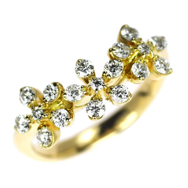 K18YG ダイヤモンド リング 0.39ct フラワー ピンキー