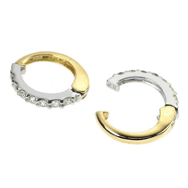 Pt900/ K18YG ダイヤモンド フープ イヤリング 0.18ct リバーシブル ピアリング