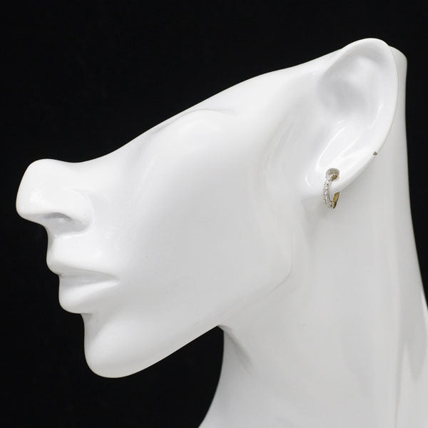 Pt900/ K18YG ダイヤモンド フープ イヤリング 0.18ct リバーシブル ピアリング