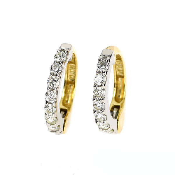 Pt900/ K18YG ダイヤモンド フープ イヤリング 0.18ct リバーシブル ピアリング