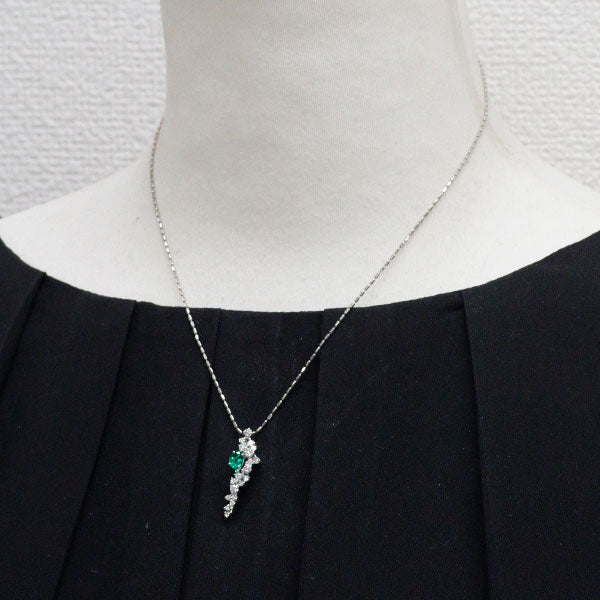 Pt900/ Pt850 エメラルド ダイヤモンド ペンダントネックレス 0.35ct D0.50ct