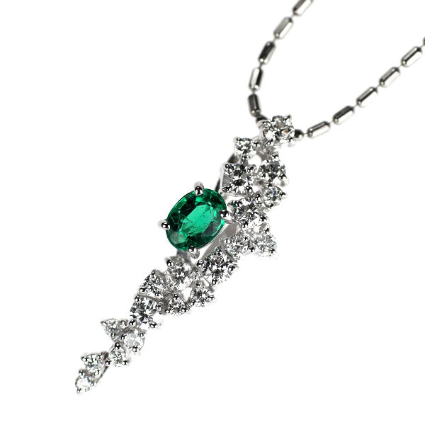 Pt900/ Pt850 エメラルド ダイヤモンド ペンダントネックレス 0.35ct D0.50ct