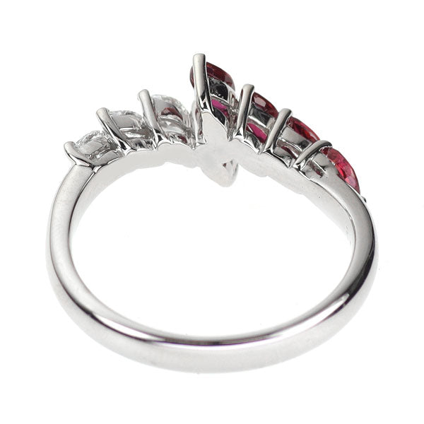 Pt900 マーキス ルビー ダイヤモンド リング 0.55ct D0.32ct