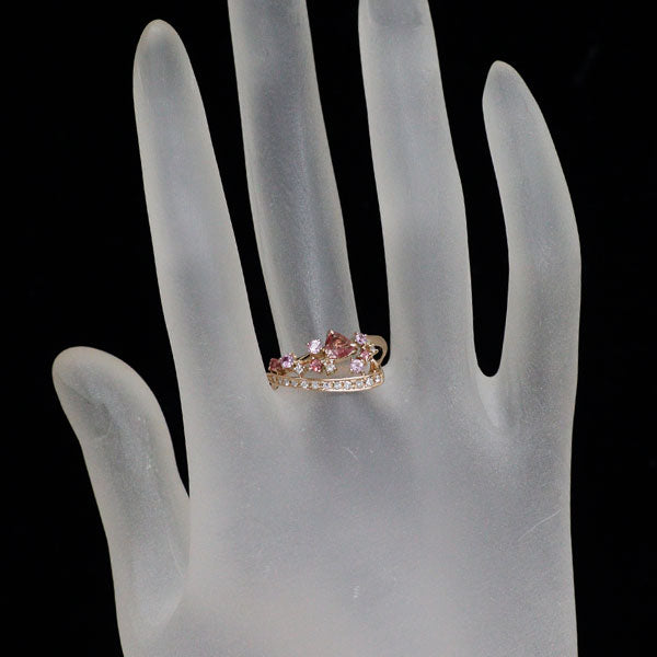 K18PG ピンクサファイア ダイヤモンド リング 0.365ct D0.10ct PS0.19ct T0.07ct