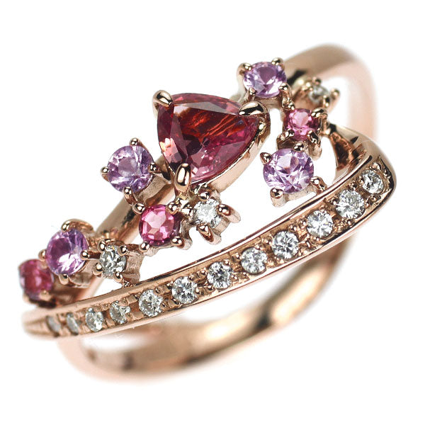 K18PG ピンクサファイア ダイヤモンド リング 0.365ct D0.10ct PS0.19ct T0.07ct