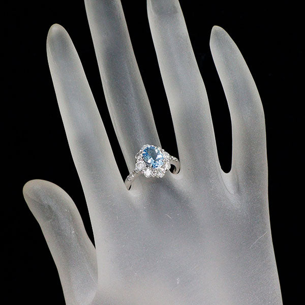 K18WG アクアマリン ダイヤモンド リング 1.15ct D1.31ct — セルビー